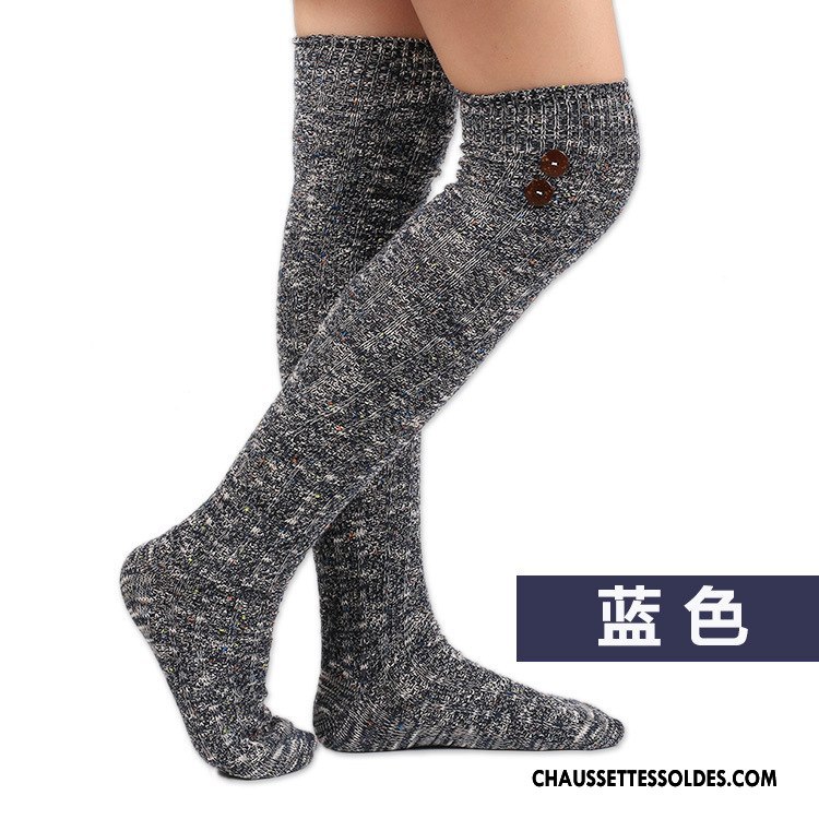 Chaussettes Longues Femme En Maille Long Stock La Laine Haute Décoration Le Nouveau Gris