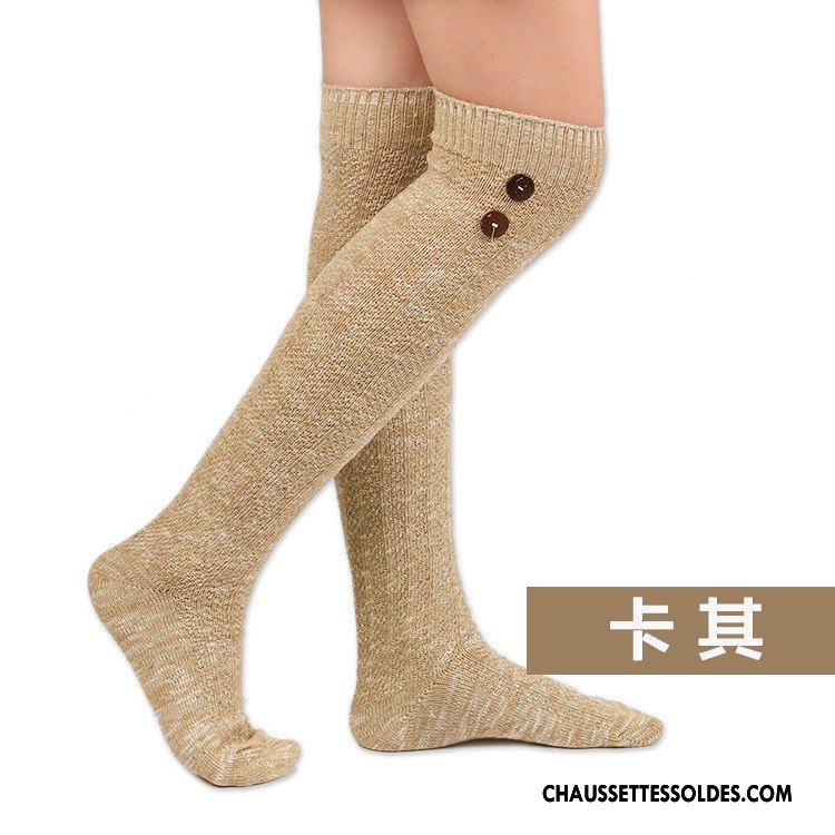 Chaussettes Longues Femme En Maille Long Stock La Laine Haute Décoration Le Nouveau Gris