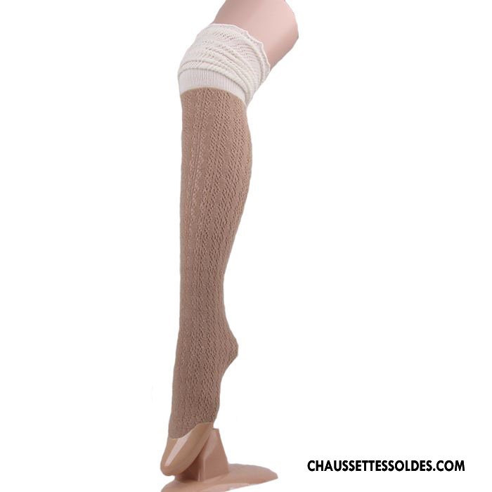 Chaussettes Longues Femme Europe Dame Long Stock Dentelle Bicolore Épissure