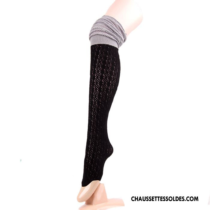 Chaussettes Longues Femme Europe Dame Long Stock Dentelle Bicolore Épissure