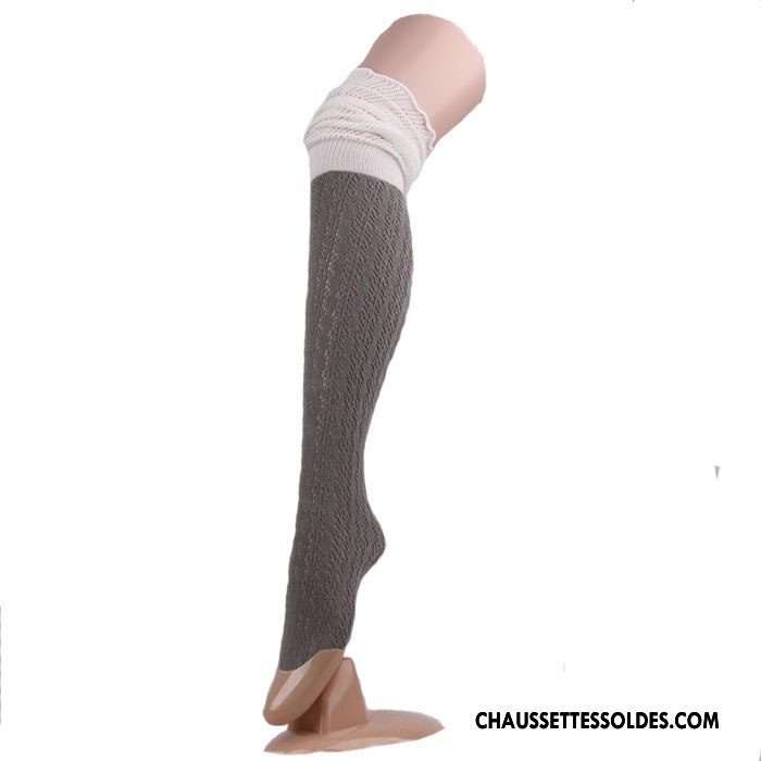 Chaussettes Longues Femme Europe Dame Long Stock Dentelle Bicolore Épissure