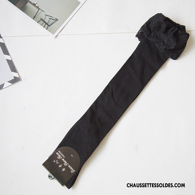 Chaussettes Longues Femme Fille Dentelle Nouvelles Arrivées Hiver Chaussettes En Coton L'automne Blanc