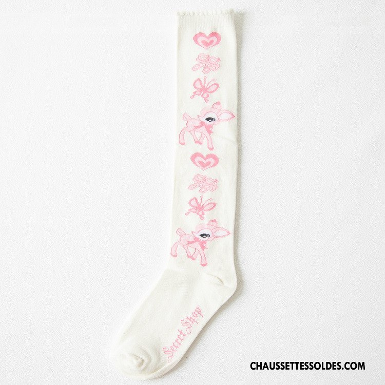 Chaussettes Longues Femme Fille Haute 100% Coton Vent D'université Bleu