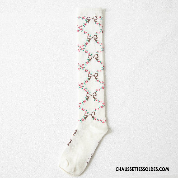 Chaussettes Longues Femme Fille Haute 100% Coton Vent D'université Bleu