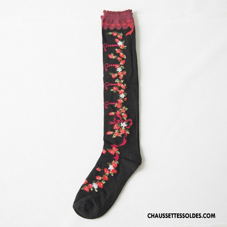 Chaussettes Longues Femme Fille Haute 100% Coton Vent D'université Bleu