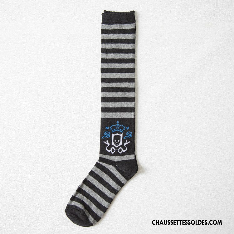 Chaussettes Longues Femme Fille Haute 100% Coton Vent D'université Bleu
