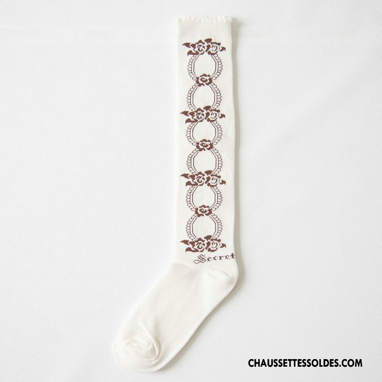 Chaussettes Longues Femme Fille Haute 100% Coton Vent D'université Bleu