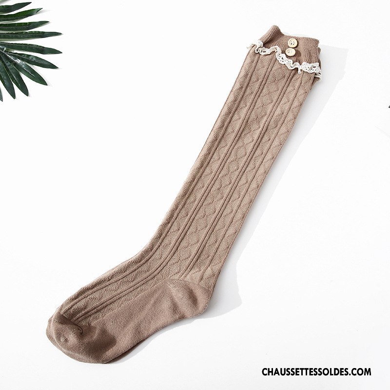 Chaussettes Longues Femme Filles Dentelle Petit Long Stock Vent D'université Le Nouveau Gris