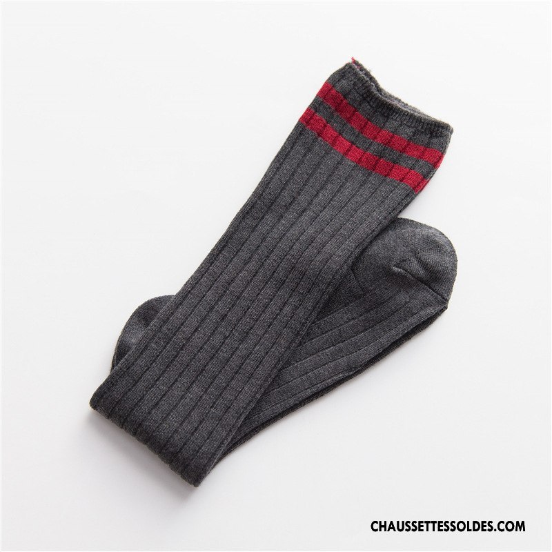 Chaussettes Longues Femme Fluide Doux Petit Long Stock Vent D'université Dame Hiver Gris
