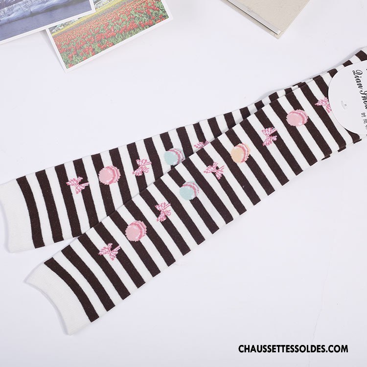 Chaussettes Longues Femme Gros Dame Vent D'université Haute Rayé Noir