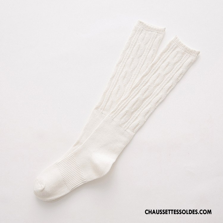 Chaussettes Longues Femme Haute Cachemire De Lapin Rétro Hiver L'automne Renforcé Gris Foncé