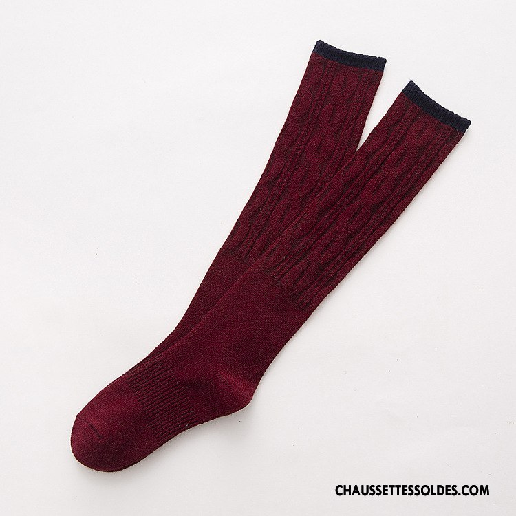 Chaussettes Longues Femme Haute Cachemire De Lapin Rétro Hiver L'automne Renforcé Gris Foncé