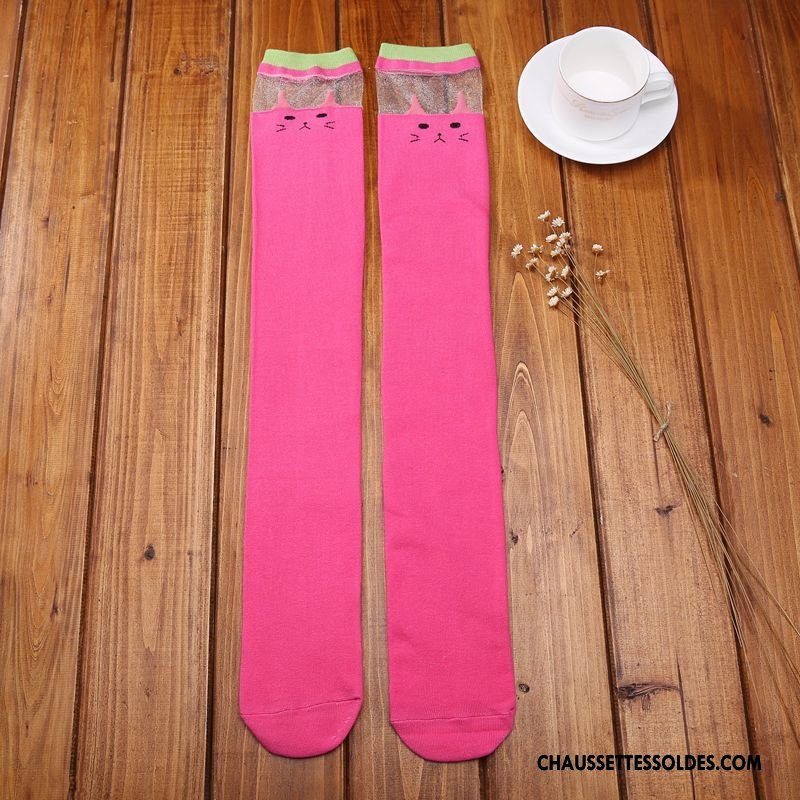 Chaussettes Longues Femme Haute Enfant Dimensionnel Long Stock 100% Coton Chat Noir