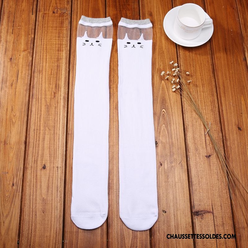 Chaussettes Longues Femme Haute Enfant Dimensionnel Long Stock 100% Coton Chat Noir