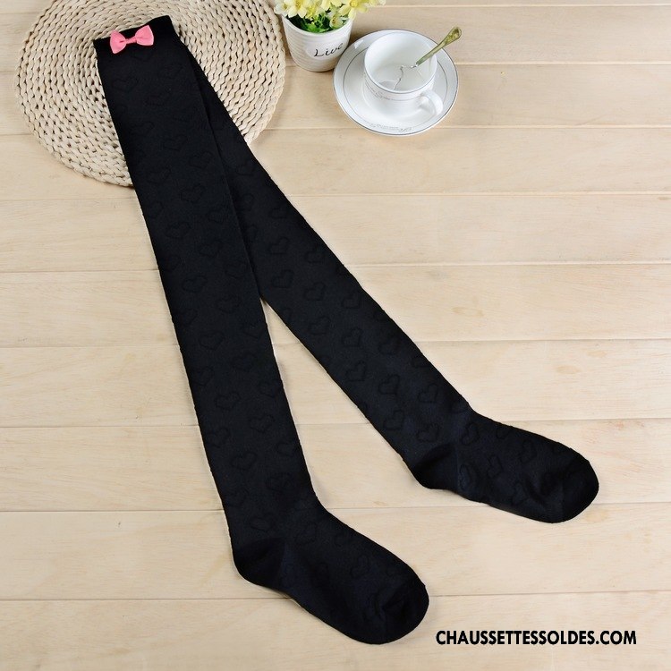 Chaussettes Longues Femme Haute Leggings Long Stock Élève Doux Papillon Rose