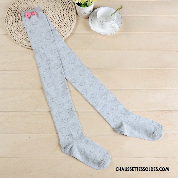 Chaussettes Longues Femme Haute Leggings Long Stock Élève Doux Papillon Rose