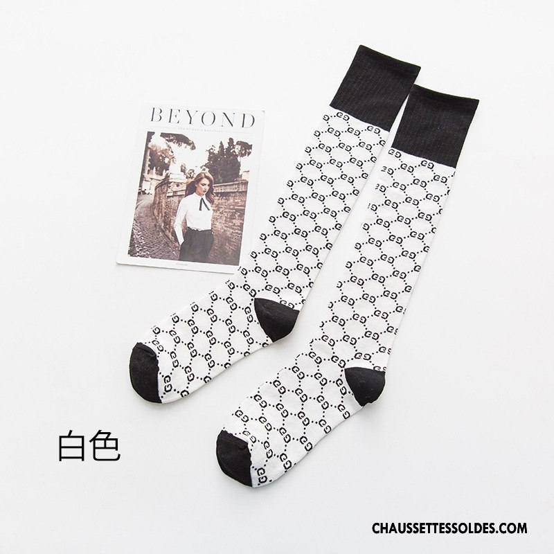 Chaussettes Longues Femme Haute Long Stock Lettre Marque De Tendance Petit Marron / Brun