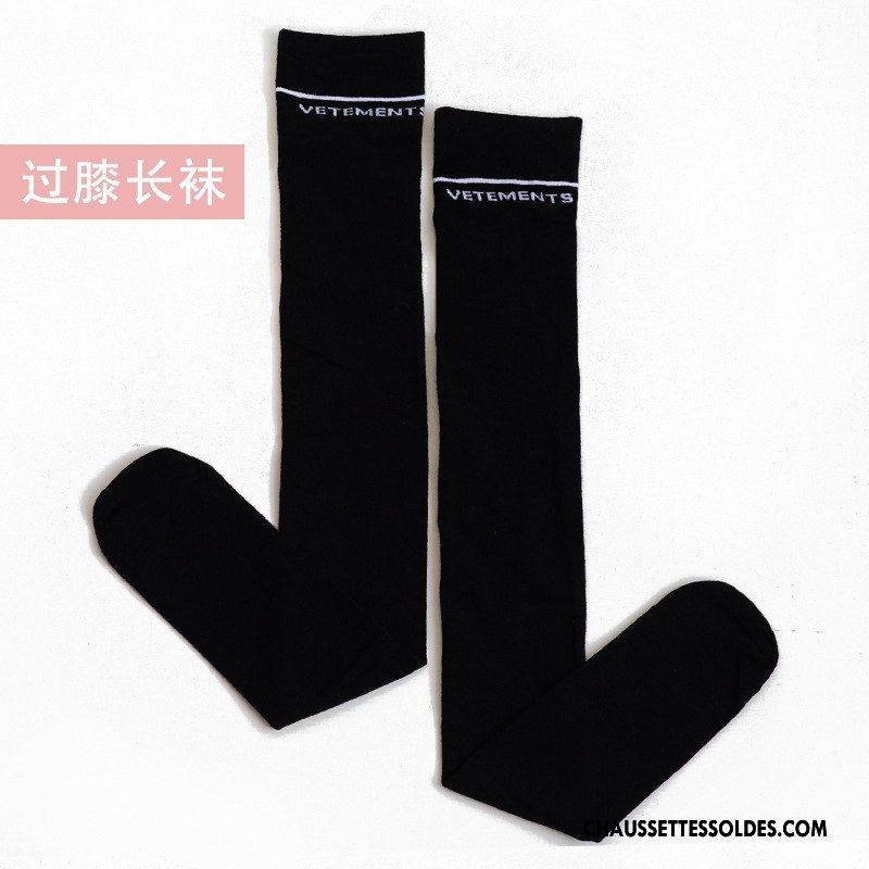 Chaussettes Longues Femme Haute Vent D'université Élève Étoile Long Stock Rayé Noir