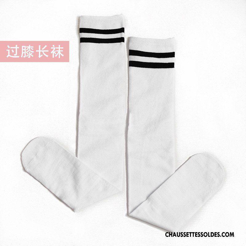 Chaussettes Longues Femme Haute Vent D'université Élève Étoile Long Stock Rayé Noir