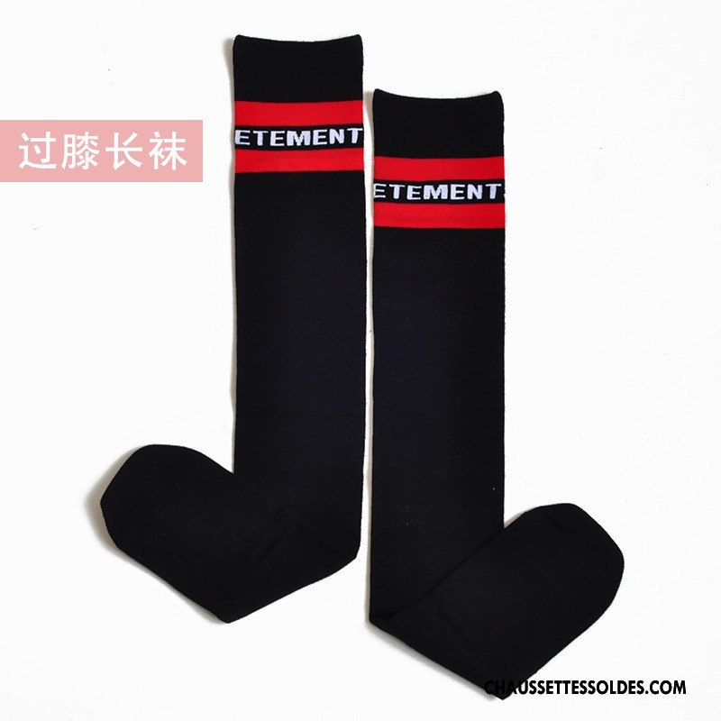 Chaussettes Longues Femme Haute Vent D'université Élève Étoile Long Stock Rayé Noir