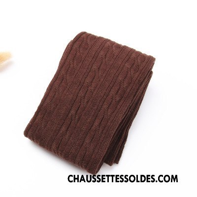 Chaussettes Longues Femme Haute Élève Hiver Le Nouveau Fleurs Style Chaud Marron