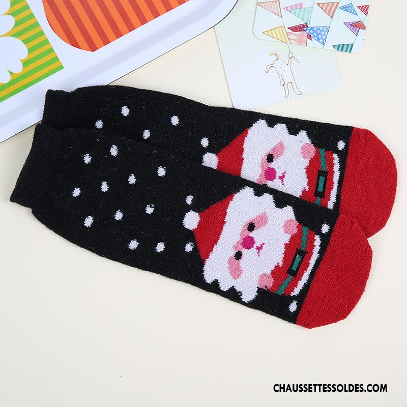 Chaussettes Longues Femme Hiver Charmant Lapin Cerf Dessin Animé Thermiques Bleu
