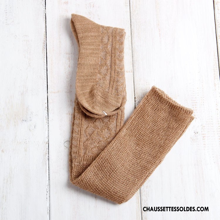 Chaussettes Longues Femme Hiver Des Chaussettes En Laine Haute Thermiques Marron