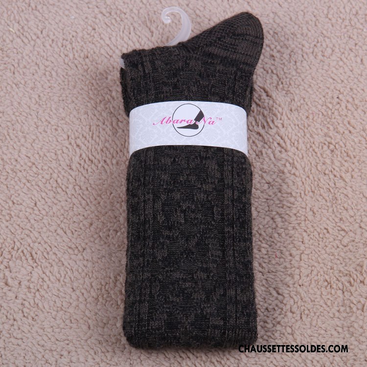 Chaussettes Longues Femme Hiver Des Chaussettes En Laine Haute Thermiques Marron