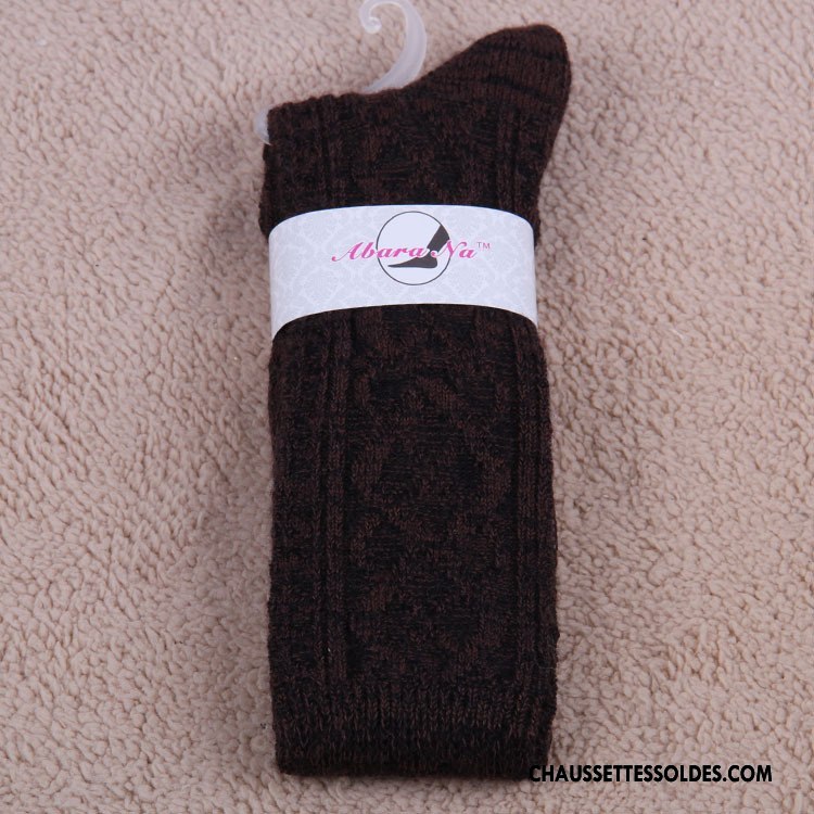 Chaussettes Longues Femme Hiver Des Chaussettes En Laine Haute Thermiques Marron