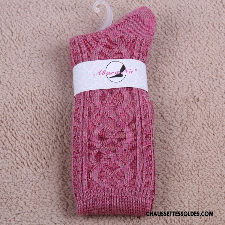 Chaussettes Longues Femme Hiver Des Chaussettes En Laine Haute Thermiques Marron