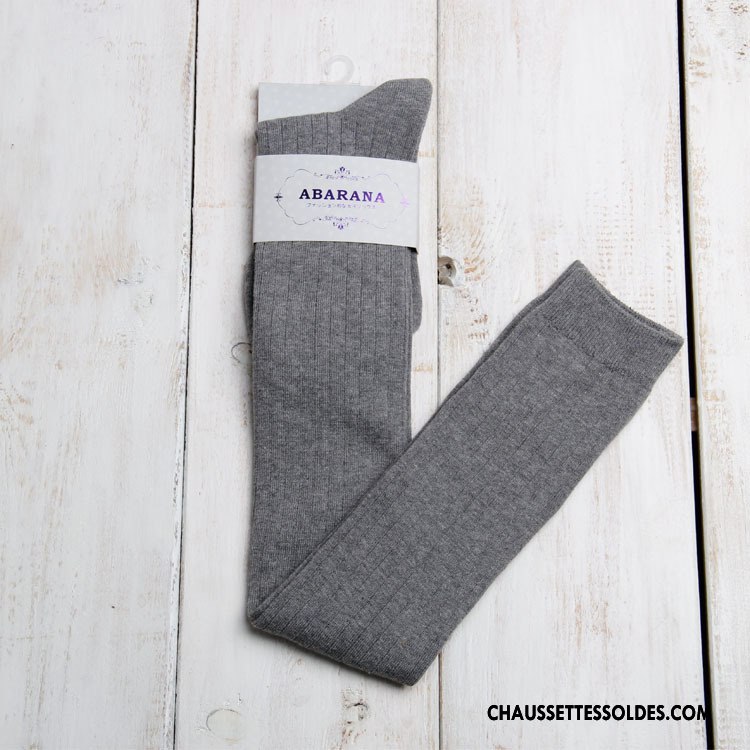 Chaussettes Longues Femme Hiver Haute Antidérapant Gros L'automne Gris