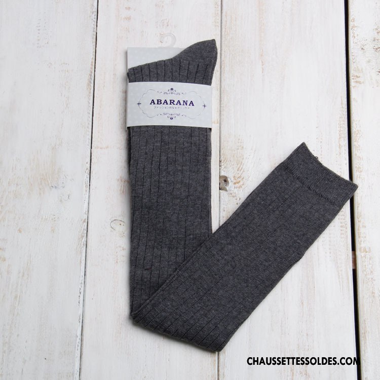 Chaussettes Longues Femme Hiver Haute Antidérapant Gros L'automne Gris