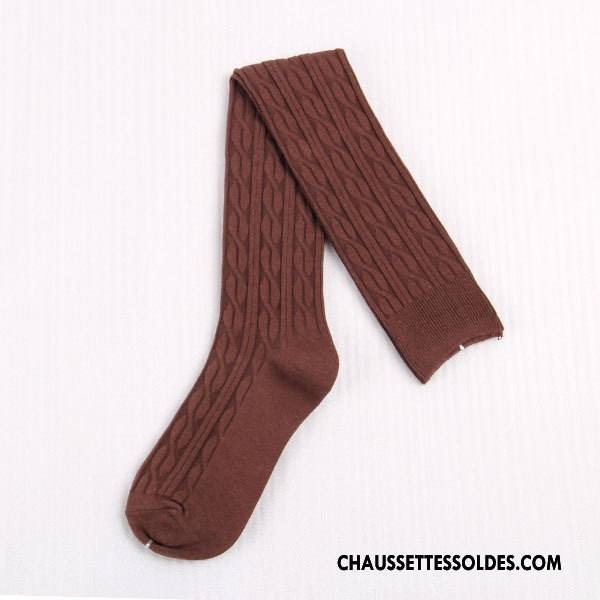 Chaussettes Longues Femme Hiver Haute Fleurs Chaussettes En Coton L'automne Rose