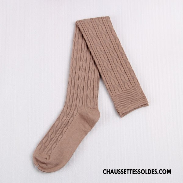 Chaussettes Longues Femme Hiver Haute Fleurs Chaussettes En Coton L'automne Rose