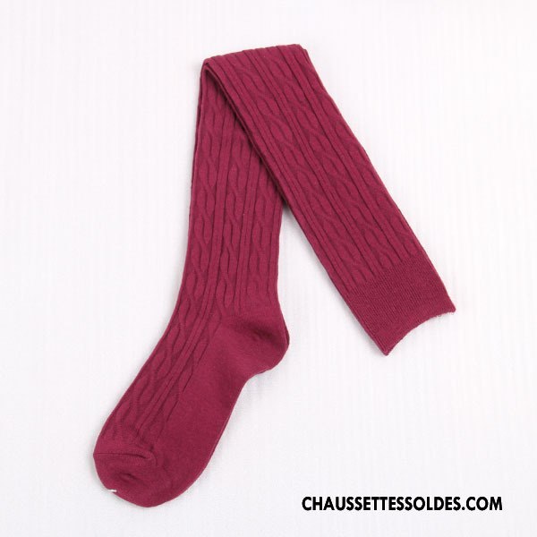 Chaussettes Longues Femme Hiver Haute Fleurs Chaussettes En Coton L'automne Rose