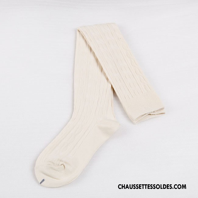 Chaussettes Longues Femme Hiver Haute Fleurs Chaussettes En Coton L'automne Rose