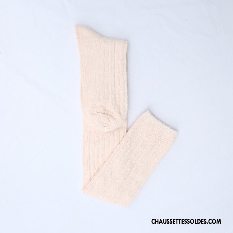 Chaussettes Longues Femme Hiver Haute Fleurs Chaussettes En Coton L'automne Rose