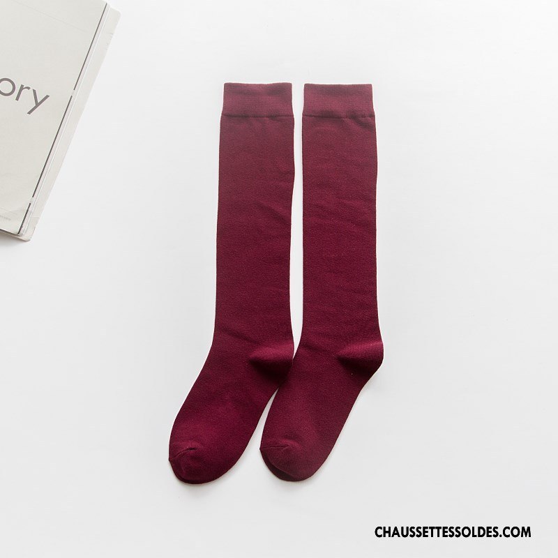 Chaussettes Longues Femme Hiver Long Stock 100% Coton Le Nouveau L'automne Vent D'université Bordeaux Pure