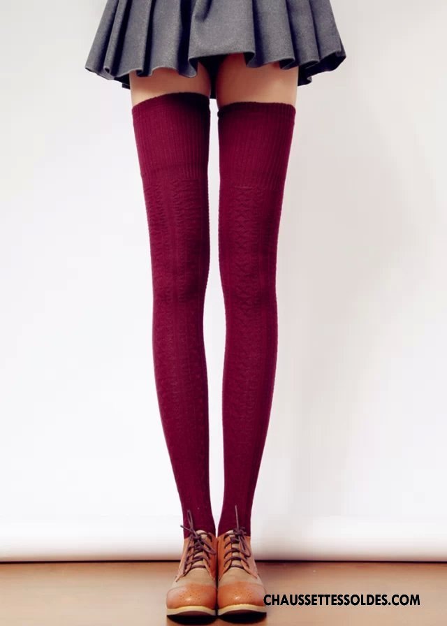 Chaussettes Longues Femme Hiver Long Stock Mince Printemps L'automne Gros Marron