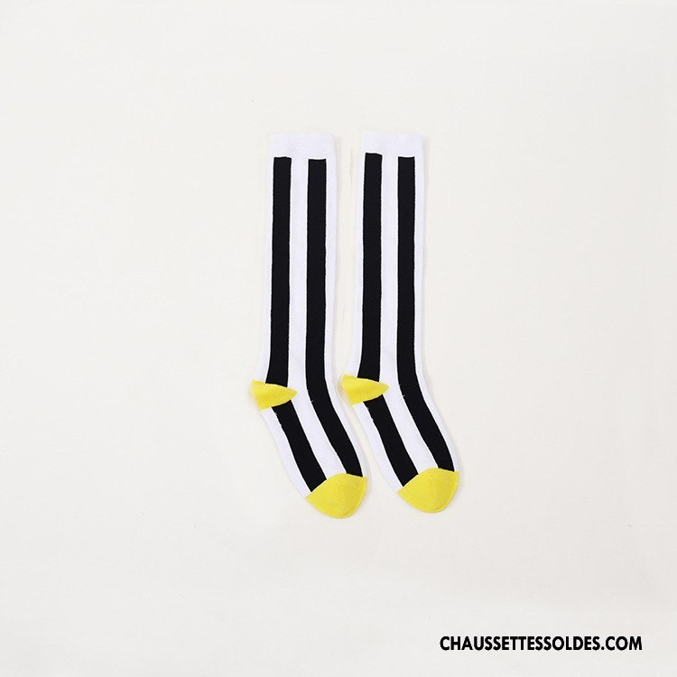 Chaussettes Longues Femme Hiver Petit Europe Chaussettes En Coton L'automne Mode Jaune