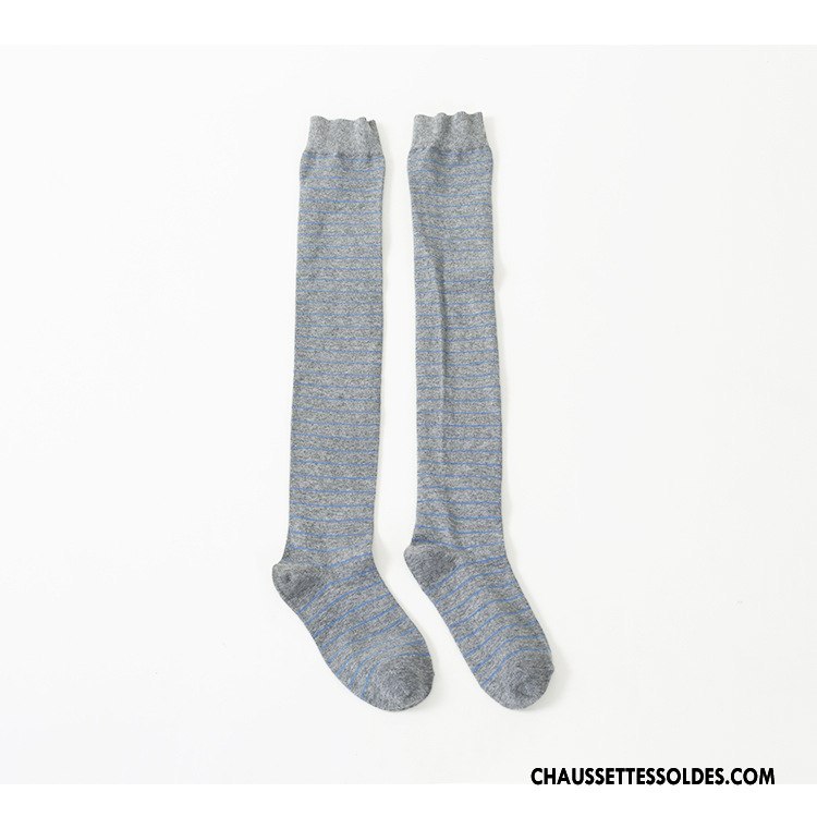 Chaussettes Longues Femme L'automne Antidérapant 100% Coton Hiver Blanc