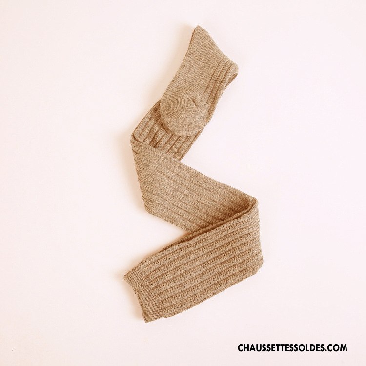 Chaussettes Longues Femme L'automne Hiver Creux Guipure Haute 100% Coton Blanc