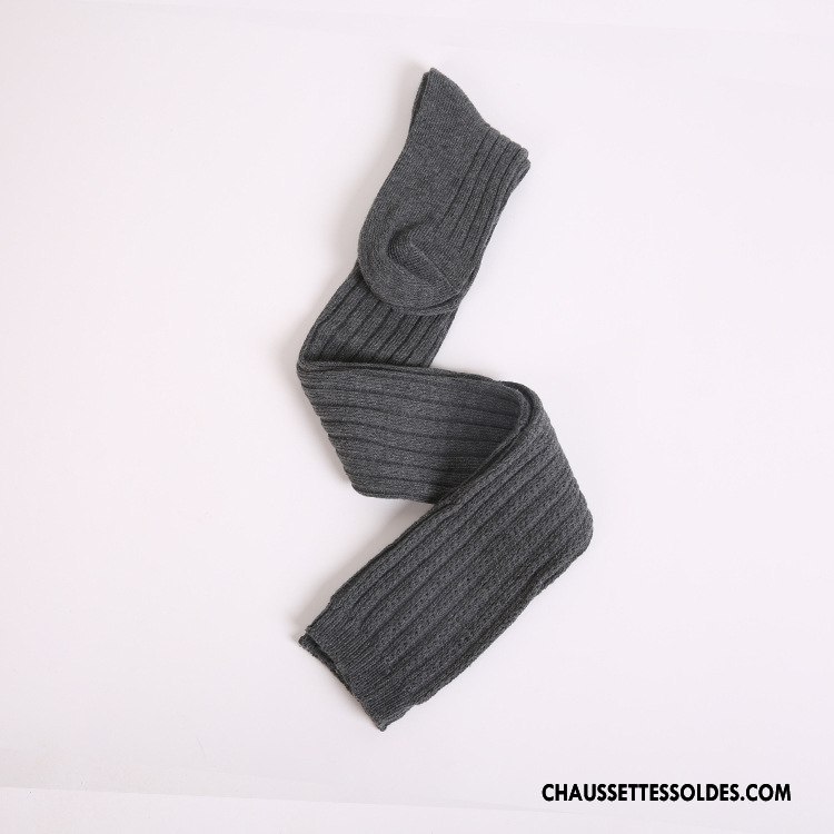 Chaussettes Longues Femme L'automne Hiver Creux Guipure Haute 100% Coton Blanc