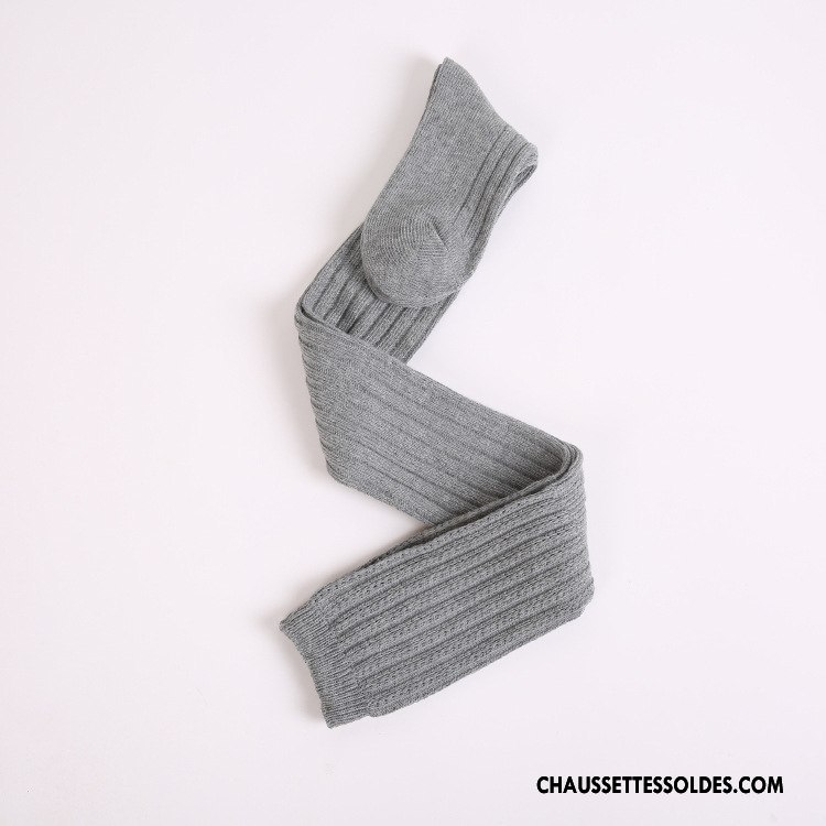 Chaussettes Longues Femme L'automne Hiver Creux Guipure Haute 100% Coton Blanc