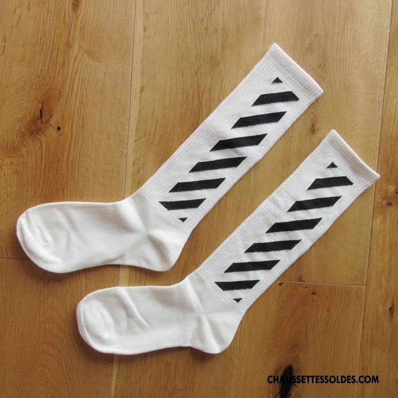 Chaussettes Longues Femme L'automne Homme Équitation Mince Élève Base-ball Blanc