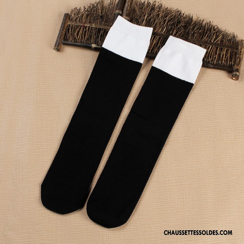 Chaussettes Longues Femme L'automne Milieu Le Nouveau Hiver Uniformes Élève Couleurs Mixtes Couleur De Contraste Violet Foncé