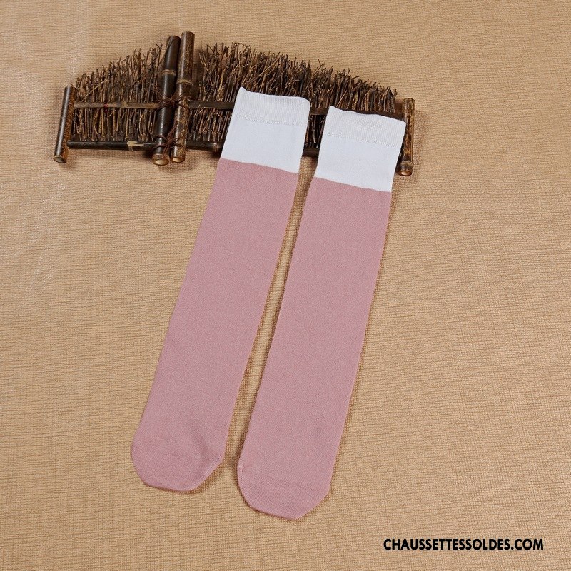 Chaussettes Longues Femme L'automne Milieu Le Nouveau Hiver Uniformes Élève Couleurs Mixtes Couleur De Contraste Violet Foncé