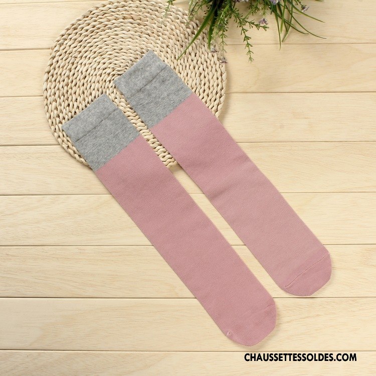 Chaussettes Longues Femme L'automne Milieu Le Nouveau Hiver Uniformes Élève Couleurs Mixtes Couleur De Contraste Violet Foncé