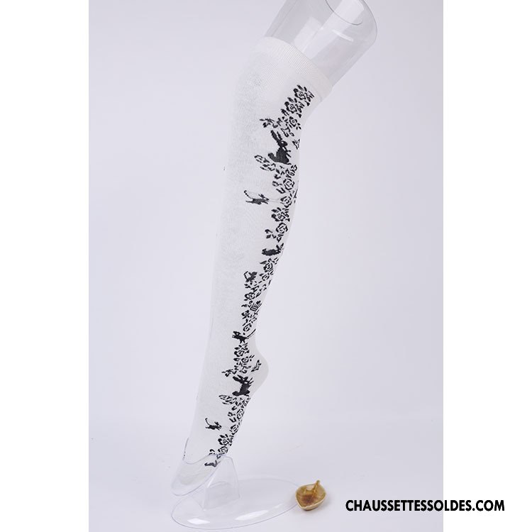 Chaussettes Longues Femme L'automne Sexy Nouvelles Arrivées Fleur Gros Dame Blanc
