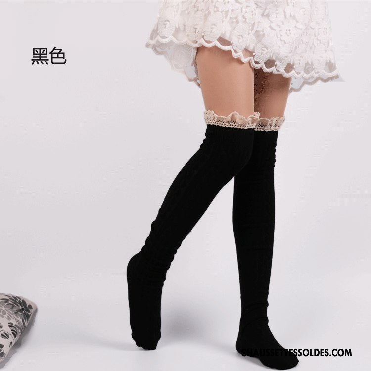 Chaussettes Longues Femme L'automne Élève 100% Coton Haute Le Nouveau Long Stock Bleu
